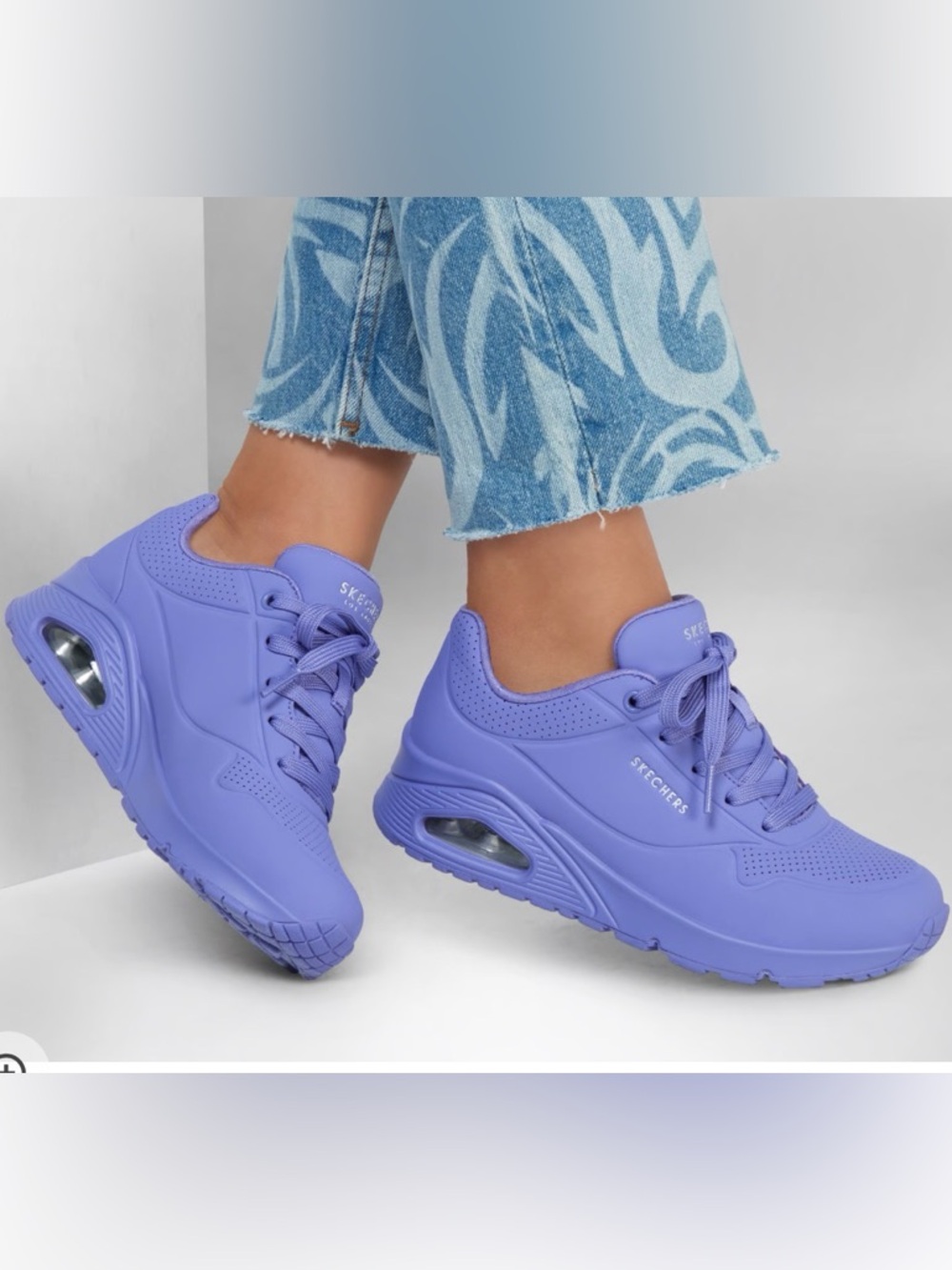Skechers Lilac Uno Stand on Air Platform Lace-Up Sneakers